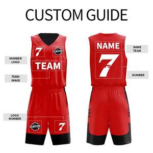 Maillot de basket-ball réversible personnalisé avec numéros et logo, en maille de polyester, en sergé, ensembles d'uniformes de basket-ball réversibles pour hommes 2025 - Product Image 4