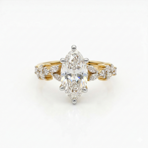 Anillo de Compromiso de Oro de 18K con Diamante Moissanite, Corte Marquesa - Product Image 3