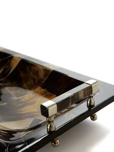 Utensilios de cocina decorativos Cuerno real Cuerno redondo Bandeja para servir Mesa Decorar Cuerno Bandeja para servir comida con pulido brillante para la venta - Product Image 5