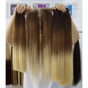 नई शैलियाँ प्राकृतिक सीधे मानव बाल बंडल 5x5 लेस क्लोजर के साथ एस्प्रेसो कारमेल रंग 100% वियतनामी कच्चे सीधे बाल