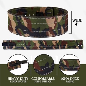 Ceinture de musculation en cuir respirant à boucle à levier camouflage, dernière conception, vente chaude, personnalisable, robuste, pour la compression et l'entraînement - Product Image 3