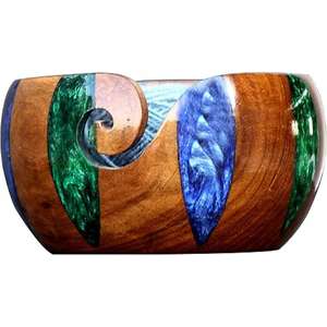 Cuenco de almacenamiento de hilo de madera redondo ecológico hecho a mano, modelo de artesanía de tejedora de estilo artístico único, cuenco de madera hecho a mano - Product Image 6