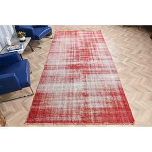 Turkish Large Rug 5.5x11.6 ft, <b>Red</b> Striped Vintage <b>Wool</b> Rug - Product Image 4