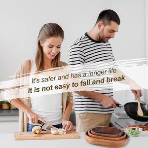 Bằng gỗ Bát salad Bộ 3-keo gỗ hình bầu dục tráng miệng hiển thị phục vụ khay tuyệt vời cho trái cây, thực phẩm, xà lách, trộn & phục vụ bát - Product Image 3