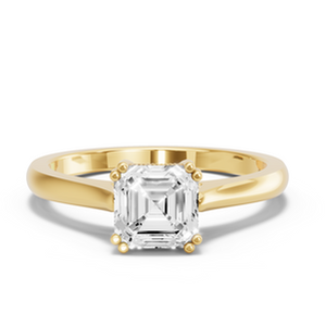 Anillo de Diamantes Vintage Asscher con Banda de Catedral de Borde Cuchilla y Estilo Cesta Elegante - Product Image 1