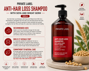 Champú Anticaída de Cabello de Marca Privada 500ml OEM |   Champú Fortalecedor para el Crecimiento del Cabello con Soya y Germen de Trigo |   España UE - Product Image 3