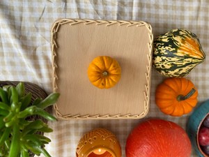 Handwoven Rattan Serving / Decorative <b>Basket</b> Tray with Multi-Color Autumn Tone - Product Image 4