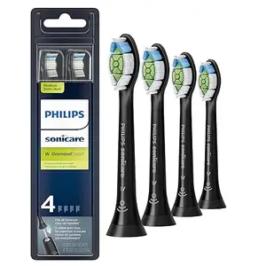 Philips Sonicare chính hãng W DiamondClean đầu bàn chải đánh răng, 4 đầu bàn chải, màu đen, hx6064/95