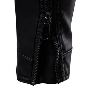 Autumn and Winter New Slim-Fit Lapel <b>Tooling</b> Plus Fleece Thickened Short Leather Jacket Fashion Youth Motorcycle jacket for men - Product Image 5