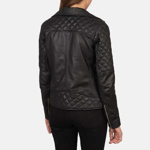 Chaqueta de Motociclista Negra Carolyn, Acolchada, de Piel de Oveja, Bordada Personalizada, Estilo Bomber, para Primavera y Otoño, Estilo Western, Tallas 3XL y 5XL, Poliéster y Algodón - Product Image 5