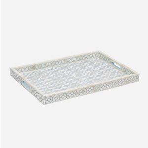 Luxury Blue Resin Art Deco Decorative Serving Tray Handmade Rectangular Coffee <b>Table</b> Ottoman <b>Vanity</b> Organizer Home Hotel Office - Product Image 4