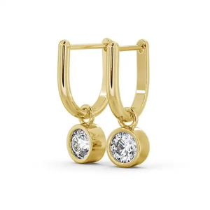 ต่างหูแบบหนีบทรงหยดน้ำ ดีไซน์วินเทจ ประดับเพชรเม็ดกลม 0.80 กะรัต ผลิตในห้องปฏิบัติการ รุ่นใหม่ล่าสุดปี 2023 สไตล์หรูหรา ขายดีสำหรับผู้หญิง ตัวเรือนแบบ Bezel Setting ต่างหูสั่งทำพิเศษ - Product Image 2