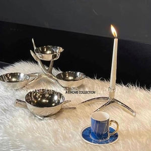 European Style Silver Aluminum Metal Serving <b>Bowl</b> for Tableware Most Selling Antler Stands 3 in 1 <b>Soup</b> <b>Bowl</b> - Product Image 1