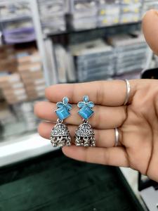 Premium Lightweight <b>Brass</b> Jhumka Earrings for Women Indian Ethnic Jewelry, Intricate Design Festive & Wedding Dangle Earrings - Product Image 3