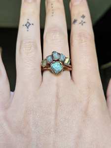 Custom Boho Labradorite Copper <b>Ring</b> Set Natural Fire Labradorite Raw Engagement <b>Ring</b> Fashionable Alternative Copper - Product Image 2