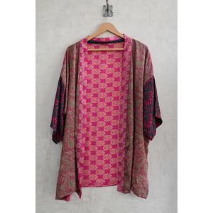 Robe kimono en soie de qualité supérieure pour femmes grandes tailles, décontractée, automne, longueur genoux, avec imprimé floral respirant - Product Image 1