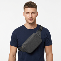 Sac banane de sport unisexe élégant et étanche avec fermeture éclair en nylon, personnalisable avec logo imprimé, idéal pour la course à pied et comme cadeau promotionnel