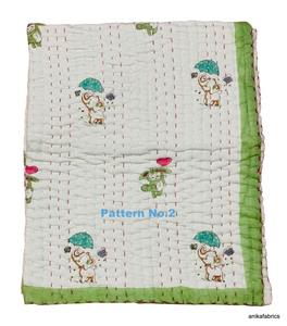 Couette Kantha pour bébé en pur coton, lavable à la main, réversible, imprimée, vente en gros - Product Image 3