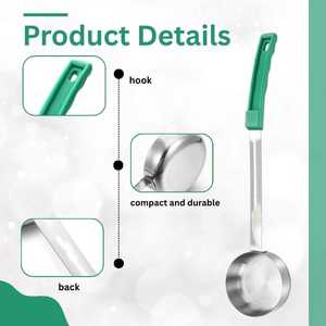 Cucharón de acero inoxidable de 8oz, cucharas para servir con control de porciones con mango curvo para cocinar, dieta, gestión de proporción - Product Image 2