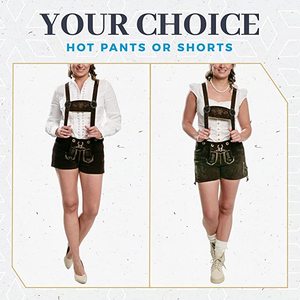 Pantalon en cuir pour femme, style Trachten, personnalisé, haute qualité, longueur moyenne, élégant, Lederhosen traditionnel bavarois, collection 2026 - Product Image 4