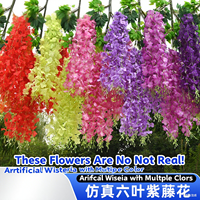 Bunga gantung Wisteria putih buatan bunga gantung grosir bunga Wisteria putih mekar Indoor Outdoor dekorasi pesta pernikahan dinding Wisteria