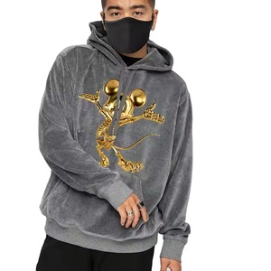 Sweat à capuche brodé à motif de flamme à manches longues de haute qualité, pull lavé à l'acide, pull à capuche pour hommes, hiver - Product Image 4