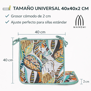 Cuscino per Sedia Idrorepellente 40x40x2 cm, 100% Poliestere, Facile da Pulire, con Cinghie di Fissaggio, per Interni/Esterni, Campeggio, Tutte le Stagioni, Lavabile in Lavatrice - Product Image 5