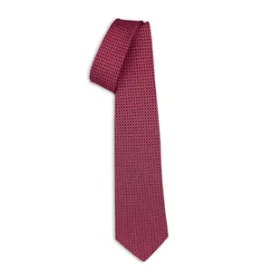 Elegant Italian Seven Fold Neckties - Printed Twill 100% Silk Benevento Ruby Red - Elevate Your Look with Style