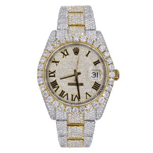 Montre Moissanite Iced Out, design de luxe avec diamants VVS, montre-bracelet à quartz en acier inoxydable pour homme - Product Image 1