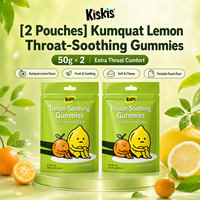 Gummies apaisantes pour la gorge KisKis au goût unique, aux herbes chinoises, au mojavel, au kumquat et au citron, rafraîchissantes, en sachet de 50g