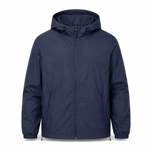 Veste coupe-vent à capuche pour homme personnalisée, légère, en polyester, résistante à l'eau, pour la randonnée en plein air, fermeture éclair intégrale, fournisseur en gros OEM ODM UE - Product Image 1