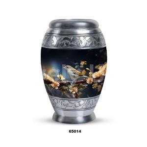 Hot Selling Aluminium Beautiful Sparrow Cremation Adult Urn for Human Ashes Keepsake Funeral Urn With Free <b>Velvet</b> <b>Bag</b> - Product Image 2