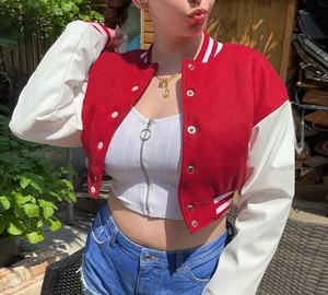 Veste universitaire pour femme très vendue Fabricant de vestes Letterman pour femmes OEM Vestes universitaires coupe-vent élégantes Vente en gros - Product Image 2