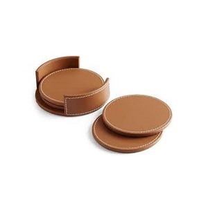 Juego de posavasos de cuero puro 100% para el hogar, suministros de cocina para Hotel, con soporte de Metal, posavasos de cuero de alta calidad 100%, mesa de fiesta - Product Image 2