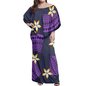 Robes maxi décontractées pour femmes, grande taille personnalisée, taille naturelle, imprimées, épaules à volants, devant à volants superposés, logo - Product Image 6