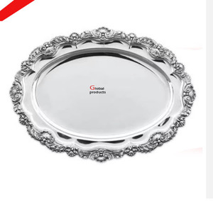 Bandeja de Servicio de Acero Inoxidable con Acabado Plateado de Aspecto Elegante para Hotel, Restaurante y Bar - Product Image 1