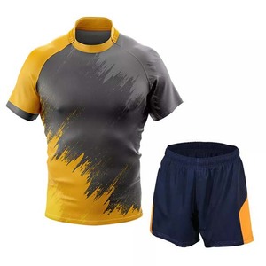 Maillot de Rugby à col montant en Polyester, ensemble de maillot de Football de qualité supérieure, vêtements de gymnastique pour adultes, ensembles d'uniformes de Rugby pour hommes, 100% - Product Image 1