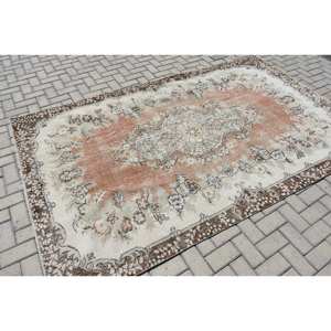 Classique Beige Brun 5.8 X 9.3ft Laine Tapis Turc Patchwork Conception pour Entrée Salon ou Chambre Latex Support - Product Image 4