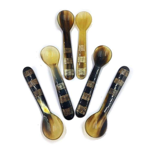Best Selling Buffalo Horn <b>Serving</b> <b>Spoon</b> Salad Set Home Kitchenware Flatware Set <b>Spoon</b> Manufacturer From India - Product Image 1