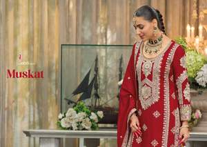 Traje elegante de diseñador de excelente calidad, nueva variedad, trabajo de bordado pesado, traje Chinon Salwar Dupatta para adultos, moda de mujer - Product Image 3