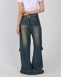 Pantalones Vaqueros Anchos de Pierna Ancha para Mujer HOOR, con Parche en la Rodilla y Tirantes en la Espalda, Elegantes, Casuales, Modernos, para Uso Diario, 2 Colores - Product Image 5