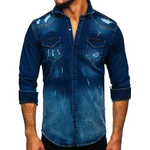 Custom Made Denim Shirts Wholesale With Embroidery And Print