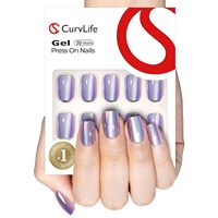 Ongles à presser carrés Chrome Cat Eye en gel souple violet, 32 pièces, 16 tailles, qualité salon, faux ongles naturels, vente en gros