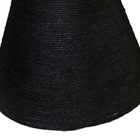 Base de piedestal en corde artisanale de qualité moderne, forme ovale, en bois d'acacia, finition noire antique texturée, pour bar à domicile ou hôtel