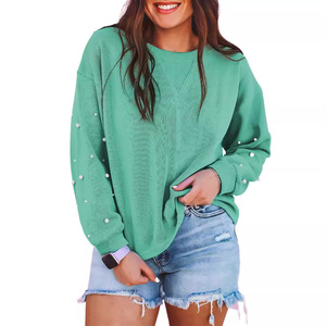 SWOART เสื้อสเวตเตอร์สวมหัวตัวยาวลำลองสำหรับผู้หญิง, เสื้อสเวตเตอร์สวมหัวแขนยาวเสื้อคริสตัลลดการหดตัว - Product Image 6