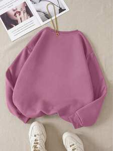 Unisex Oversized Purple Crewneck Sweatshirt Heavyweight Fleece Pullover Loose Fit Drop Shoulder Winter Cotton Streetwear - Product Image 2