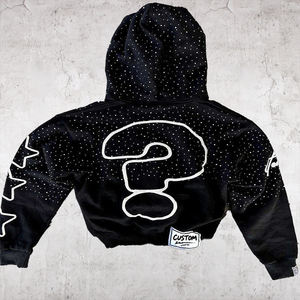 Logo personnalisé, streetwear de haute qualité, 100% coton, poids lourd, coupe ample, effet vieilli, fermeture éclair, strass, impression sérigraphique, hiver - Product Image 1
