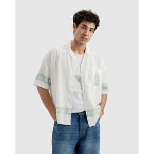 Chemise décontractée à effet froissé 100% coton, tissu popeline anti-rides - Product Image 3