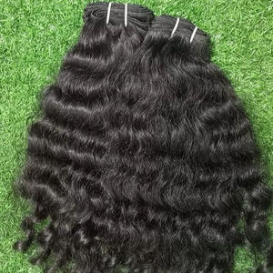 Meilleur fournisseur indien Deep Curly Soft Silky Weft Hair Pure Indian Temple Grade Black Color Straight Remy Hair Single Drawn Hair - Product Image 1