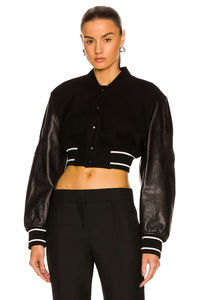 Best Selling Women's Custom Crop <b>Jacket</b> with Breathable Long Sleeves Drop Shoulder Letterman <b>Jacket</b> - Product Image 2